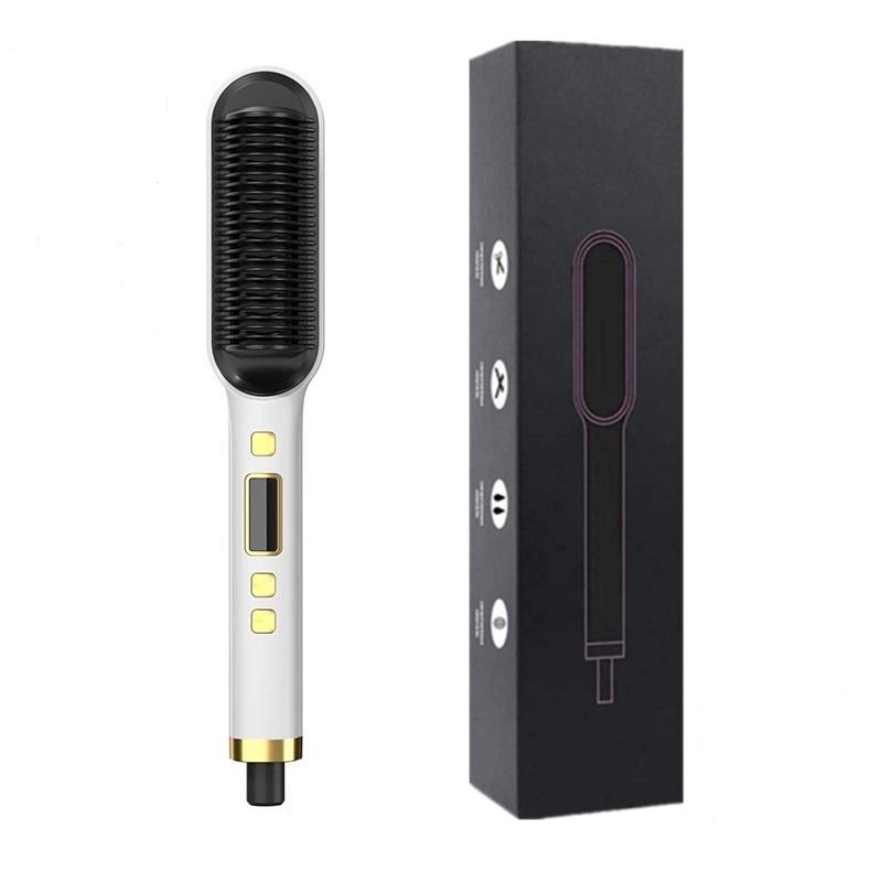 Выпрямитель для волос с ЖК-дисплеем, горячая расческа для выпрямления волос в сухом и влажном состоянии, турмалиновая керамическая щипцы для завивки и выпрямления волос