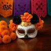 Breathable Masque for Cosplay Halloween Masquerade Masque, Flower Skull Mexican Day of The Dead Adjustable Men Eye Cushion Costume, Fancy Dress, Party