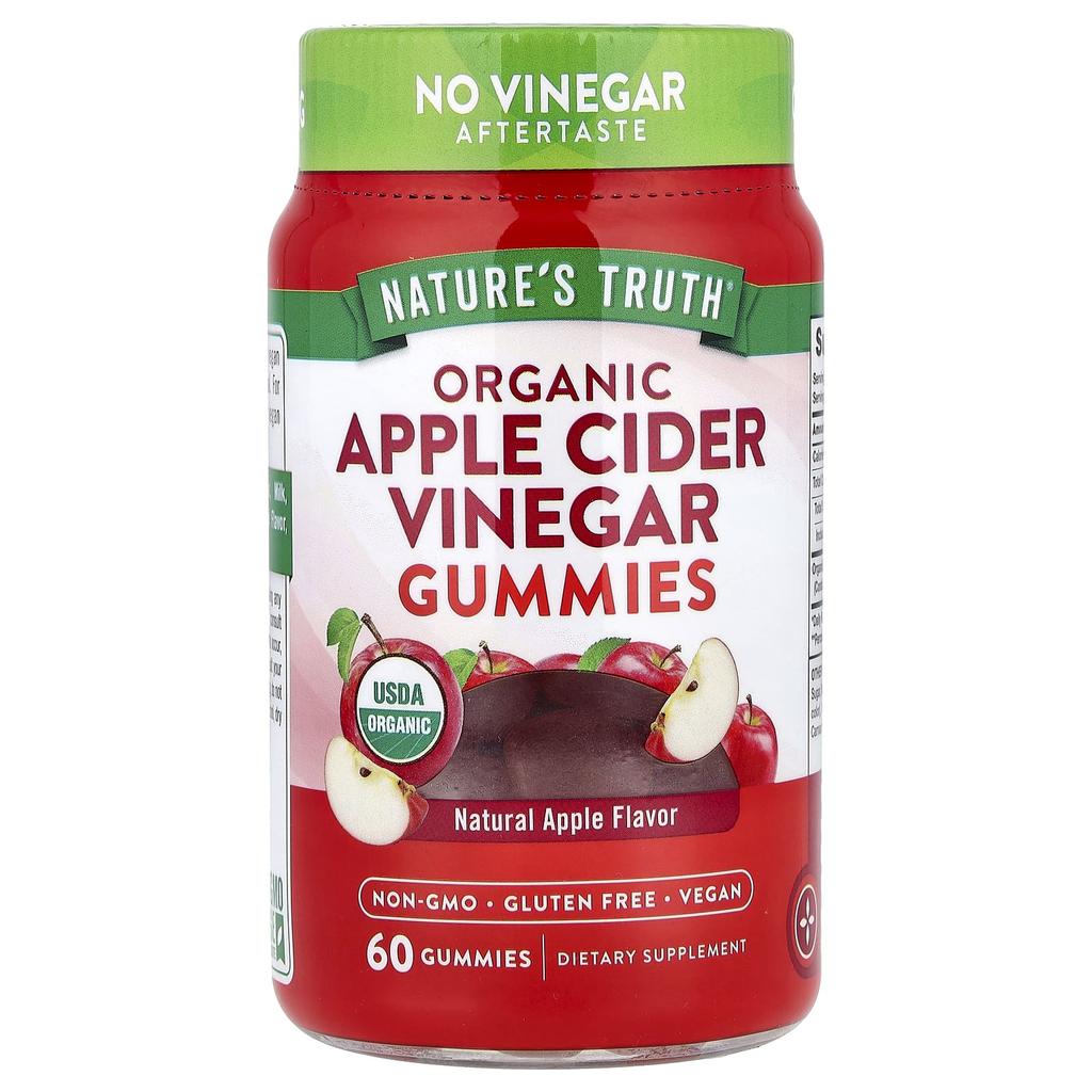 Nature's Truth Organic Apple Cider Vinegar Gummies, Natural Apple Flavor, 60 Gummies