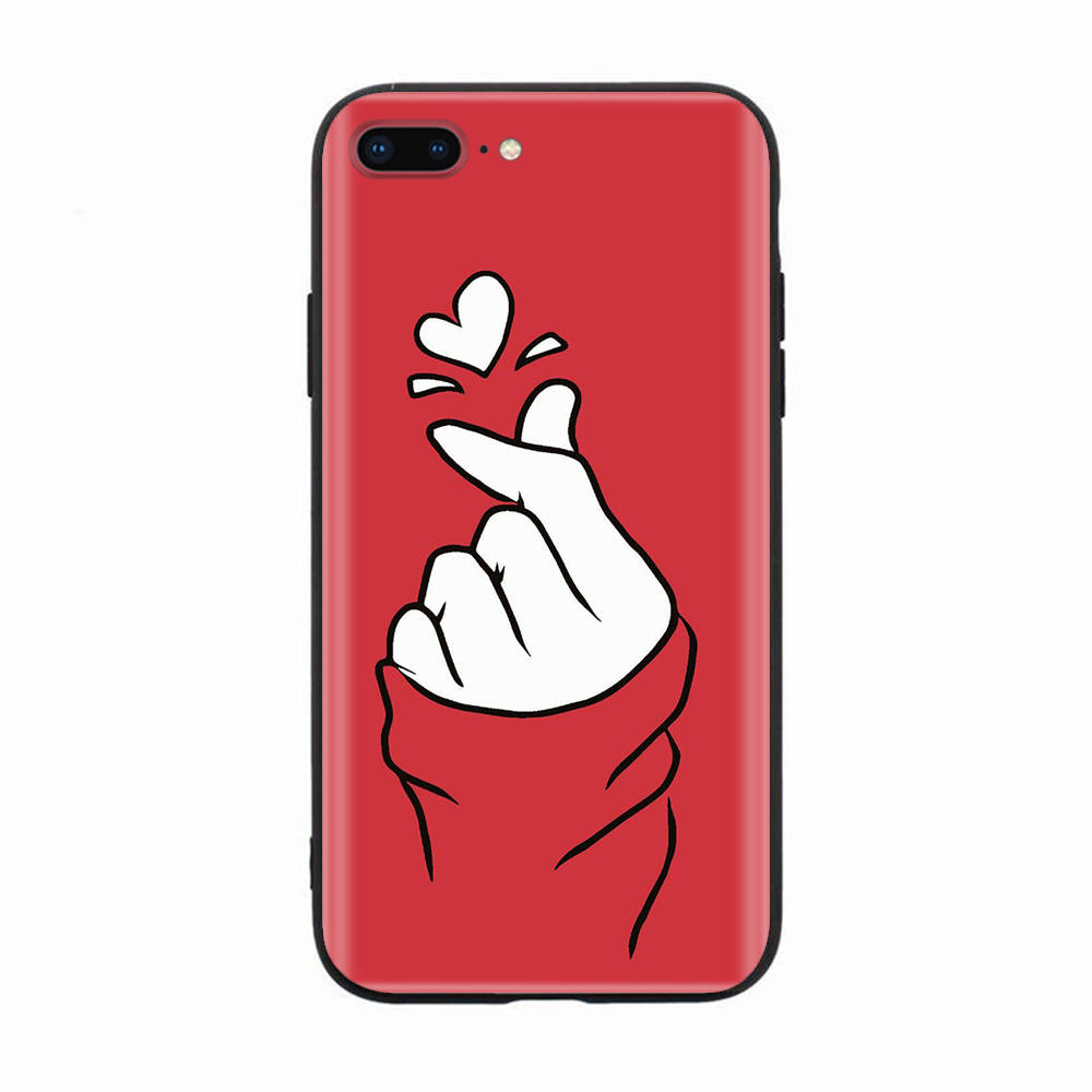 Черный чехол для Xiaomi Redmi 13C Note 9 iPhone XR 7 8 14 15 11 12 13 X XS Pro Max Samsung A25 S23 S24 FE Ultra Plus Finger Love