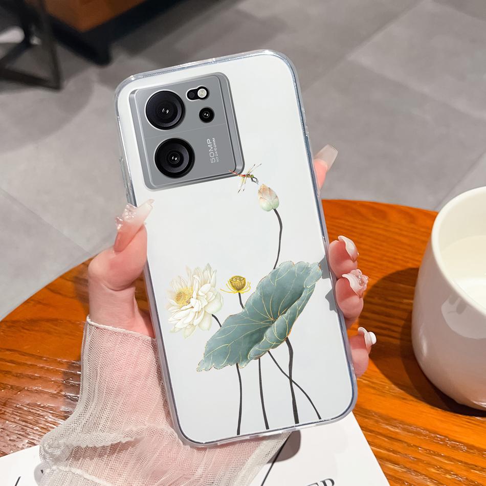 Прозрачный чехол для Xiaomi 13T Pro, мягкий ТПУ силикон, милый мультяшный задний чехол для Xiaomi 13 T 13TPro, противоударный, легкий