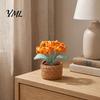 Handmade Knitted Potted Plant Crocheted Flower Plant, Artificial Yarn Ornament, Vibrant Multi-color Cute Desk Ornament for Office Desktop Car