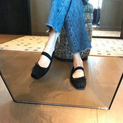 Французские балетки в стиле ретро, ​​женские летние мягкие атласные туфли на плоской подошве с квадратным носком, темперамент, не носит ноги