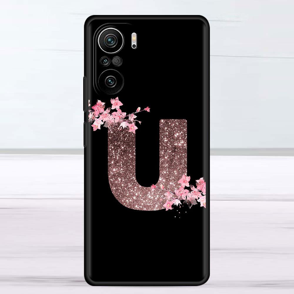 Розовый модный чехол с цветочной буквой MN для Xiaomi Redmi Note 11 10 Pro 12 9S 9 8 9C 9A K40 10C 8T 9T, силиконовый чехол для телефона