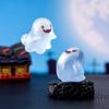 6Pcs Luminous Mini Resin Ghost Figurines Glowing Halloween Ornaments Small Ghost Micro Miniature Statue for Outdoor House Landscape Party