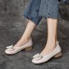 Autumn 2024 Women's Pumps Retro Bow-knot Shoes of Women Sexy Low-heeled Shoes Soft Fashion Mother Shoes Comfortable Shallow
