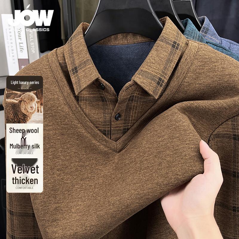 JOW Мужской флисовый термотрикотажный свитер из искусственного двухслойного материала