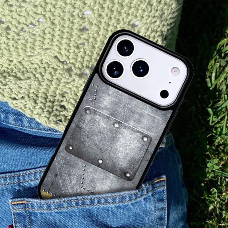 Чехол для телефона с металлическим узором под сталь и железо для iPhone 17 AIR 16 Pro Max 15 14 Pro 11 12 13 Ударопрочный силиконовый чехол