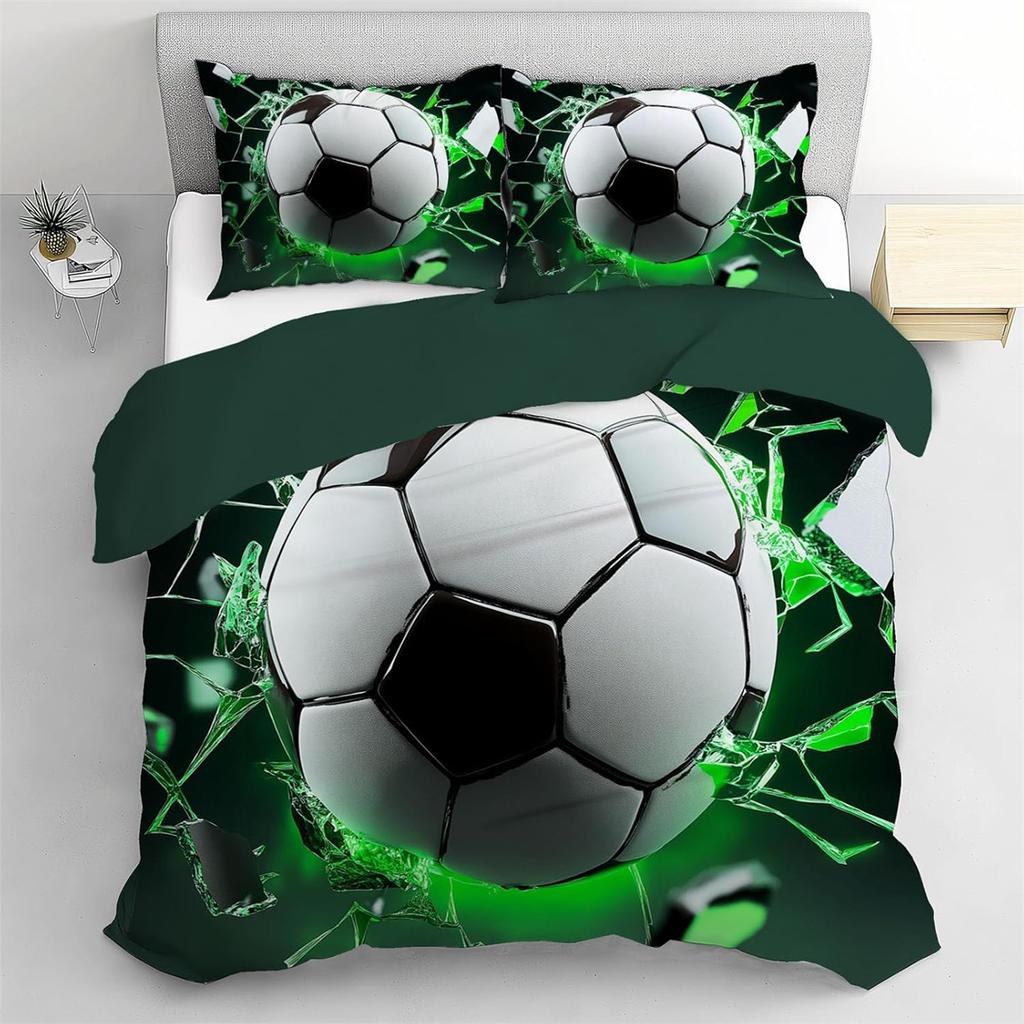 Комплекты пододеяльников для односпальной кровати, Постельный комплект Футбол Мягкий Микрофибра Полиэстер Спортивный Набор пододеяльника с 1 наволочкой 75*50см