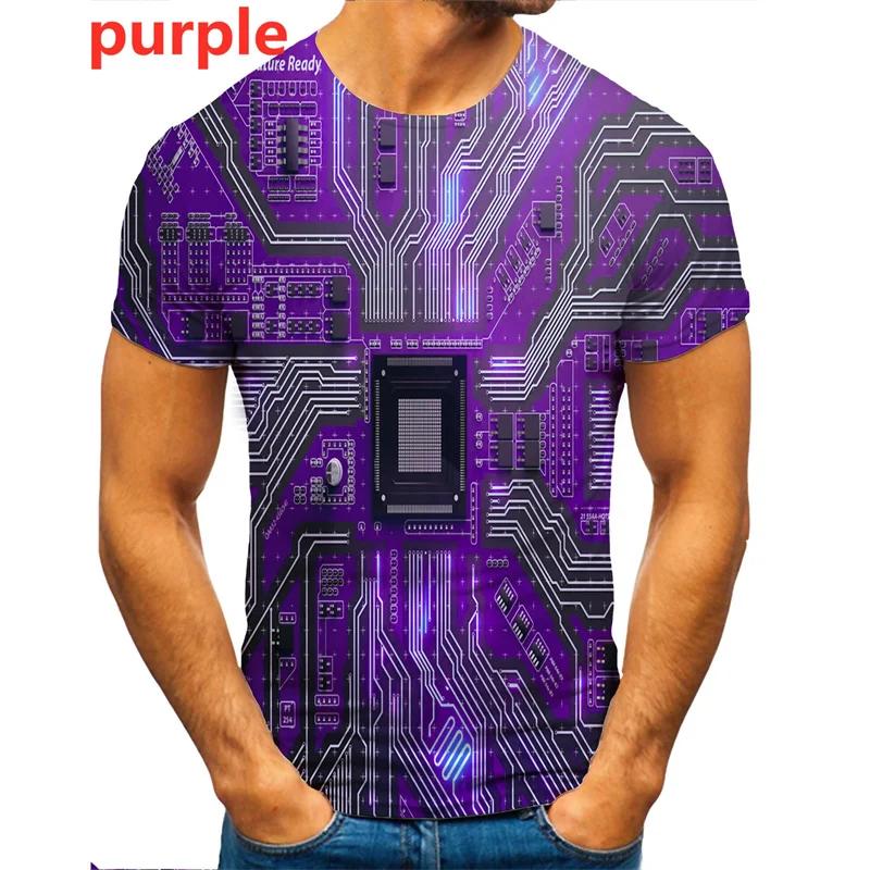 Забавная схема процессора Футболки Мужская одежда Крутые дизайны 3D Электронный чип Материнская плата Печать на материнской плате