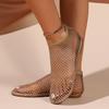 Beach Sandals Women's Fishnet Stockings Hollow Out Low Heel Flat Sandals Women