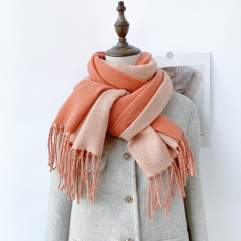 35 цветов 2024 осень и зима новый двухсторонний однотонный искусственный кашемировый кисточный платок утолщенный теплый шарф для мужчин и женщин