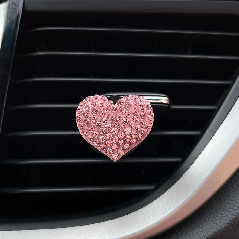 Heart-shaped Car Air Outlet Clip Creative Rhinestone Car Air Conditioning Air Outlet Perfume Decoration Clip Car Accessories