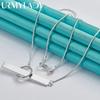URMYLADY 925 Sterling Silver Rectangle Ring 18 Inch Pendant Necklace For Women Wedding Party Fashion Jewelry