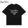 RogueWave Pure Cotton Letter T-shirt Street  Men And Women  Pattern Printed Casual Tees Y2K Harajuku Gothic Loose Top