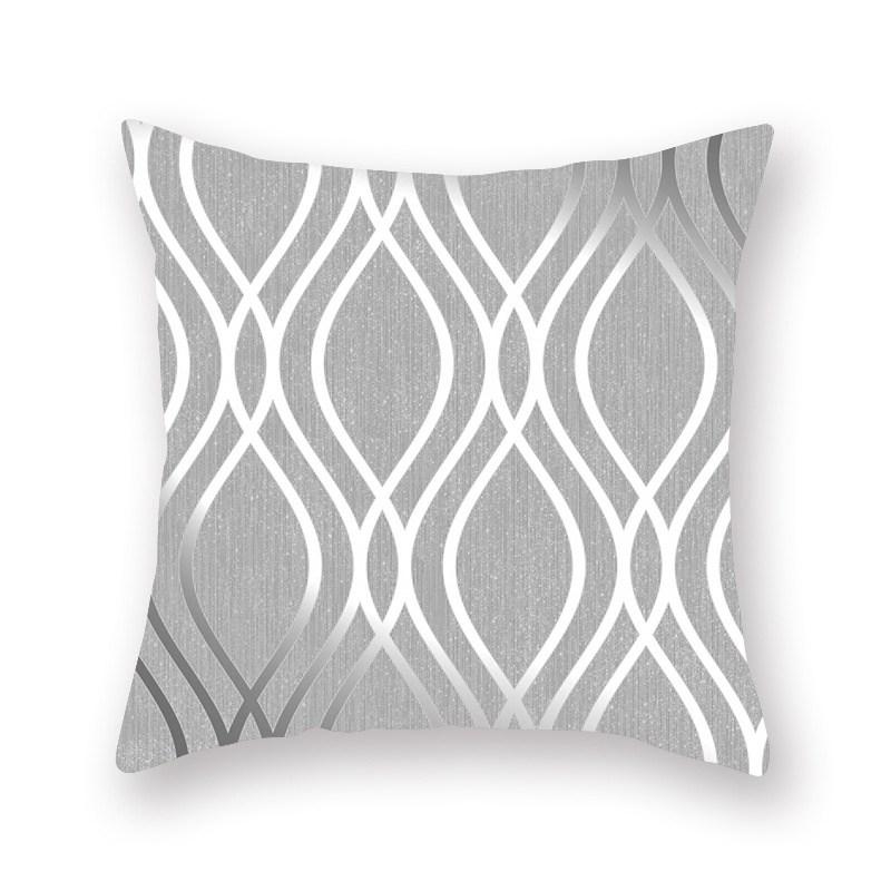 Офисная автомобильная тканевая подушка для кровати, чехол для подушки персиковой кожи, серый геометрический чехол для дивана, чехол для подушки