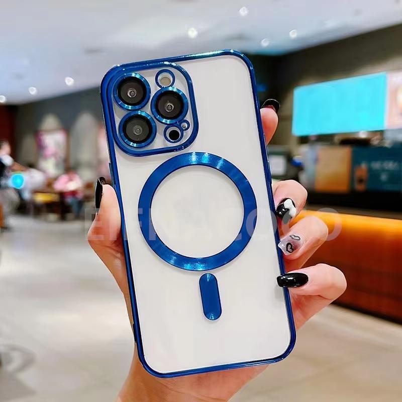 Полностью защитный магнитный чехол для iPhone 16 15 14 13 12 11 Pro Max Чехол для беспроводной зарядки Magsafe С защитой объектива камеры