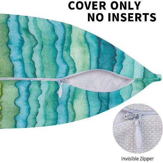 Teal Blue Green Throw Pillow Covers 18x18 Set of 2 Watercolor Aqua Waves Decorative Pillow Covers Abstract Striped Outdoors Pillowcase Cushion Case