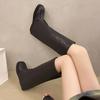Women Trouser Legs High Boots Slip On Shoes 2025 Autumn Winter Low Heel Ladies Knight Long Booties