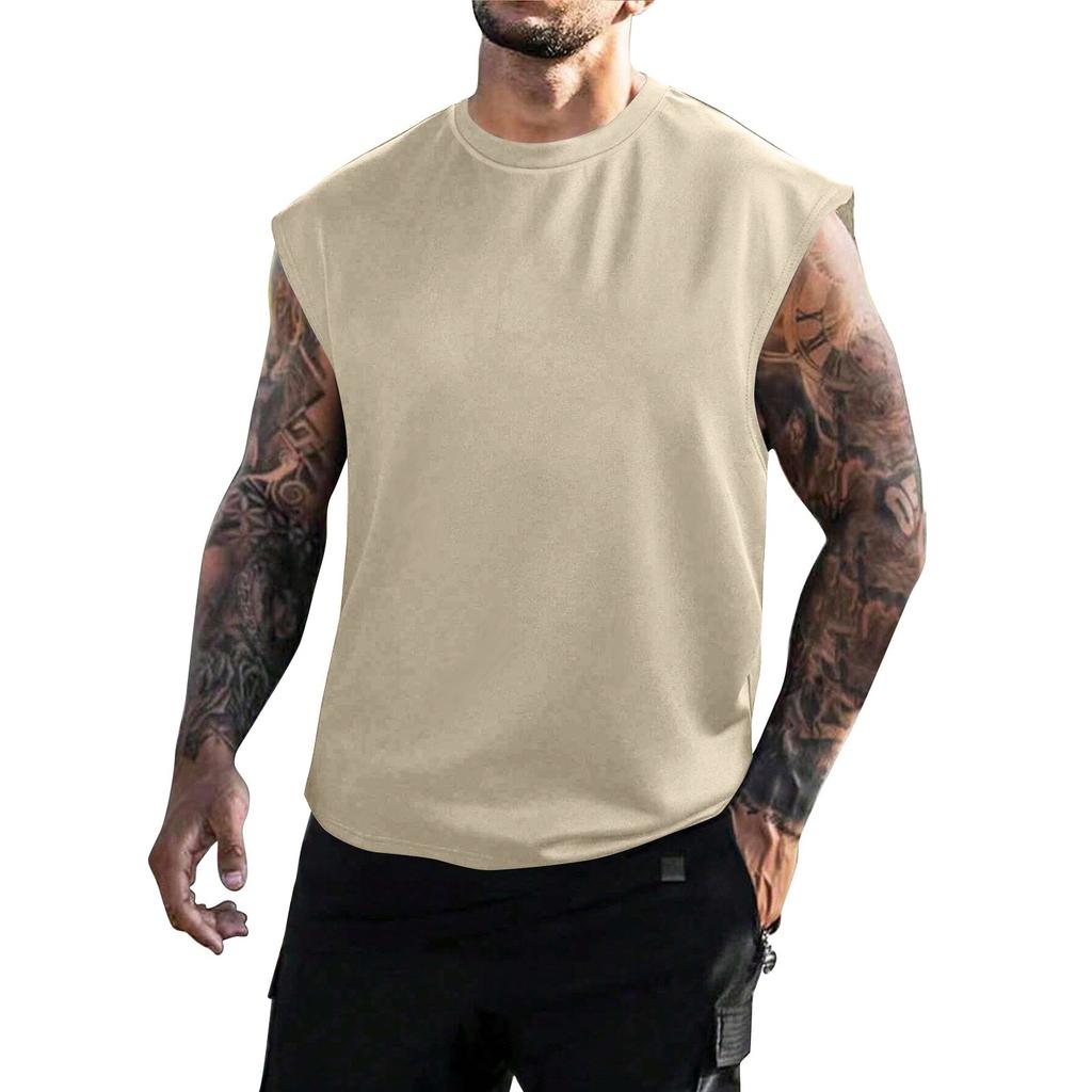 Men's Summer Mesh Solid Color Wide Shoulder Vest Men's Casual Sports Vest