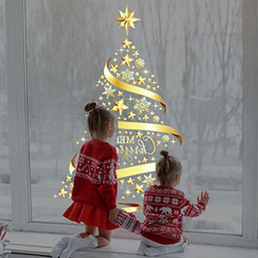 Большие рождественские наклейки Золотой декор Фреска Атмосфера Декор Обои Вечеринка