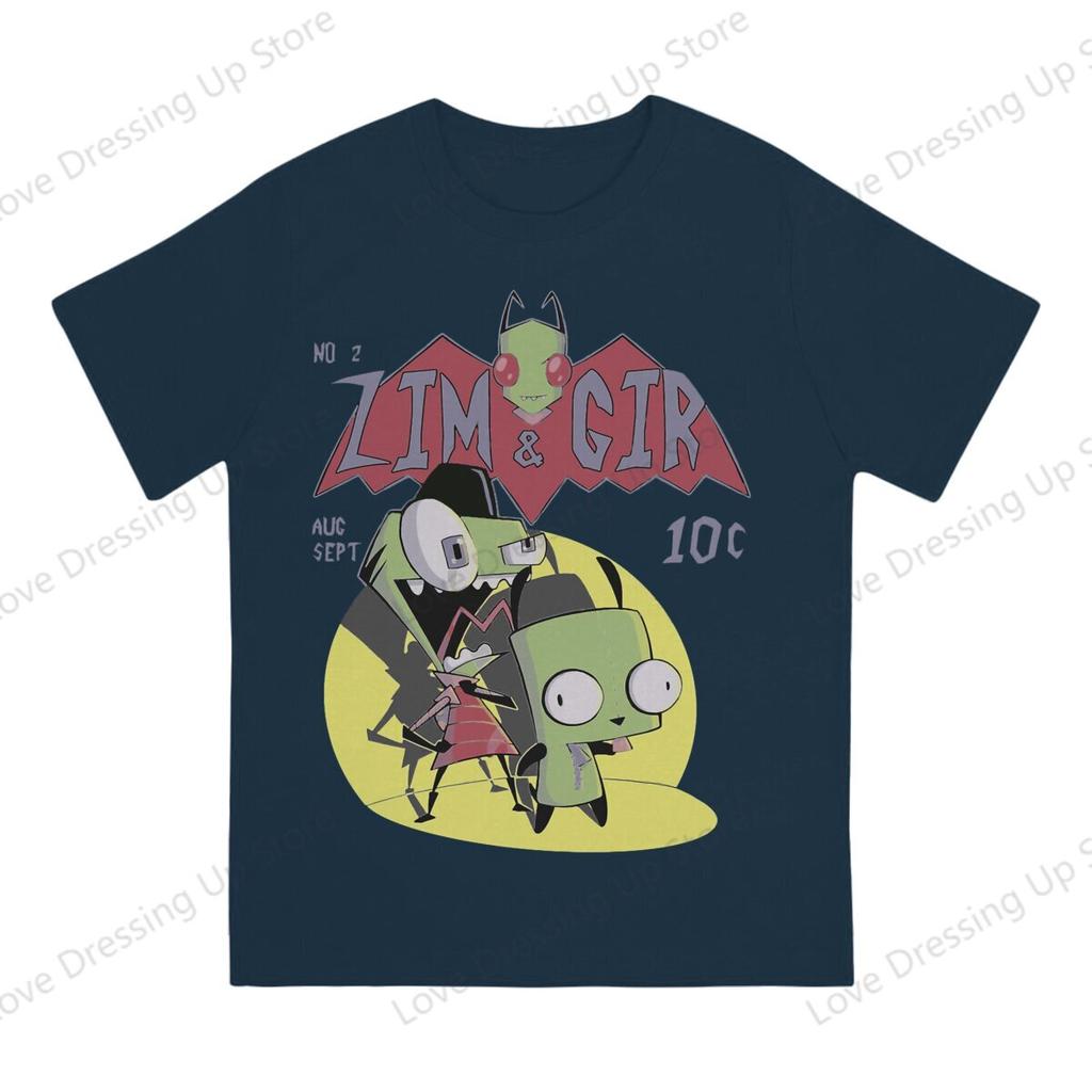 Invader Zim 100pure Cotton Summer Unisex Tshirt Zim Gir Best Friend Short Sleeve Tshirts Harajuku Tee Funny Tops