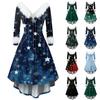 Женское модное повседневное приталенное платье с рождественским принтом для вечеринки с длинными рукавами