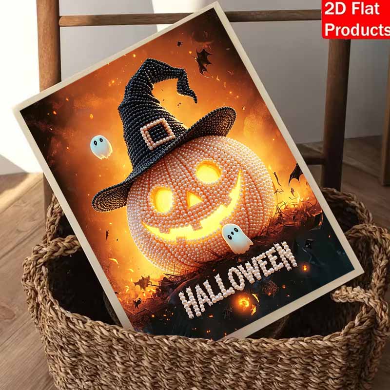 Halloween pearl pumpkin painting handmade diy art bead pearl home decoration painting