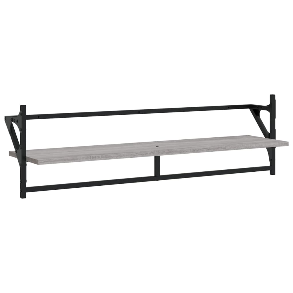6 Piece Wall Shelf Set with Bars Grey Sonoma Particleboard