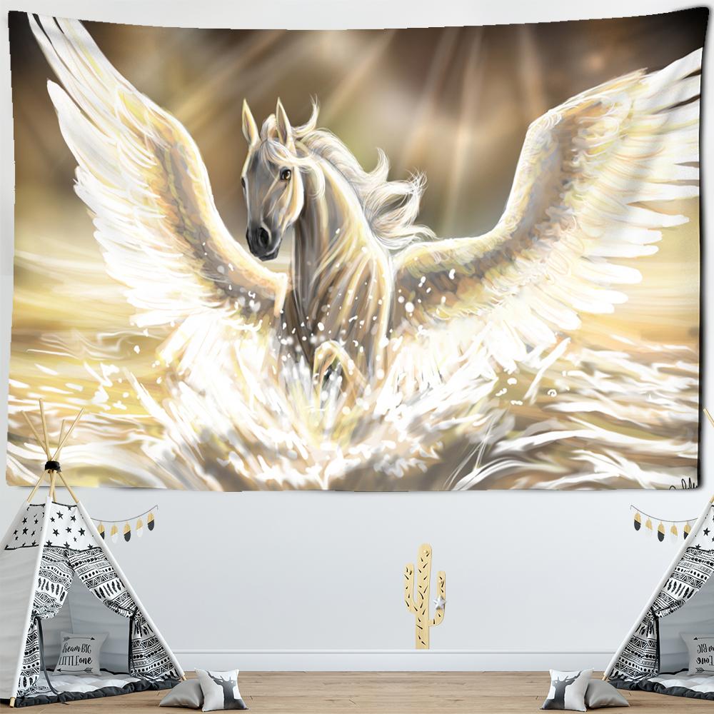 Tianma Гобелен Настенный Красочный Единорог Магия Простой Стиль Древний Миф Богемный Декор Гостиной