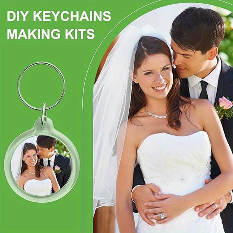 Набор брелоков для ключей с фоторамкой из 50 штук, прозрачные акриловые брелоки для ключей с фоторамкой, круглые брелоки с пустой вставкой для фото для DIY-крафта