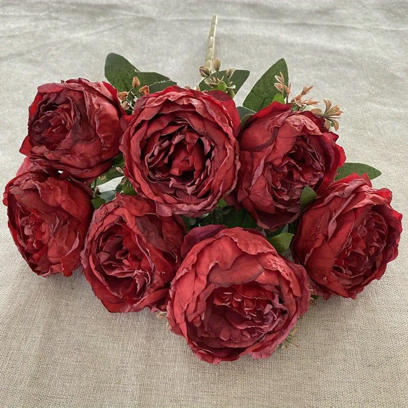 3 Bundles Silk PeoniesVintage Peonies Artificial Flowers Bouquets Fake Peonies Faux Peonies with Stems for Wedding Table Home Decor Bride