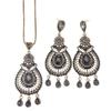 Vintage Turkish Jewelry Sets Big Earring Necklace For Women Retro Gold Color Bohemia Ear Pendants Sets Gift