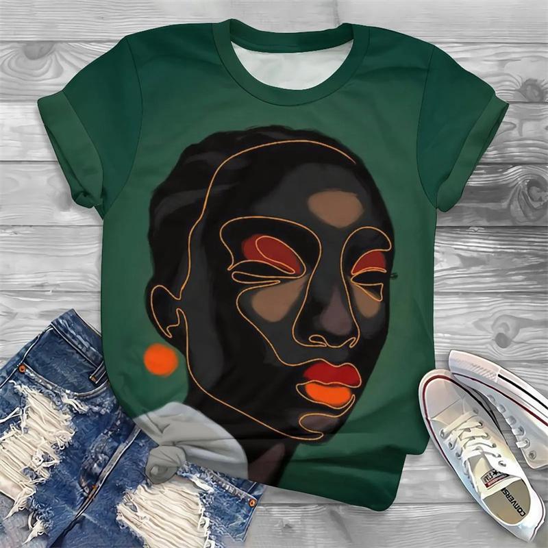 Модные женские футболки, забавные топы с 3D-принтом, футболки с коротким рукавом, летние футболки с африканским принтом, свободная одежда больших размеров