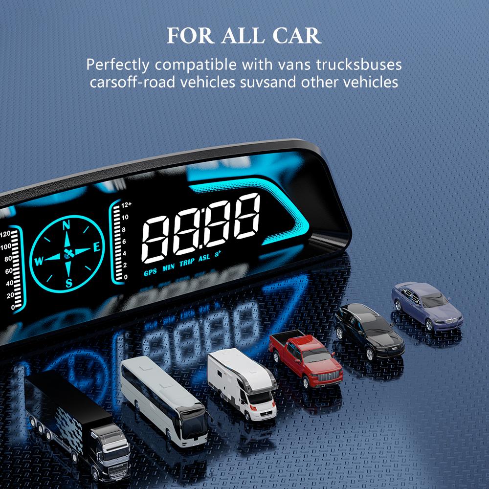 G3 GPS HUD Автомобильный цифровой спидометр Датчик Smart Head Up Display Безопасность Превышение скорости Сигнализация Компас Часы Одометр Подходит для всех автомобилей