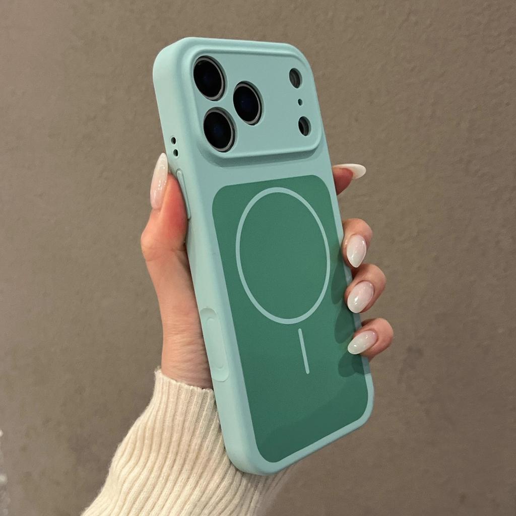 Применимо к чехлу для мобильного телефона iPhone17ProMax, двухцветный жидкий силикон, магнитное крепление, кнопка Apple 16ai, всестороннее покрытие объектива
