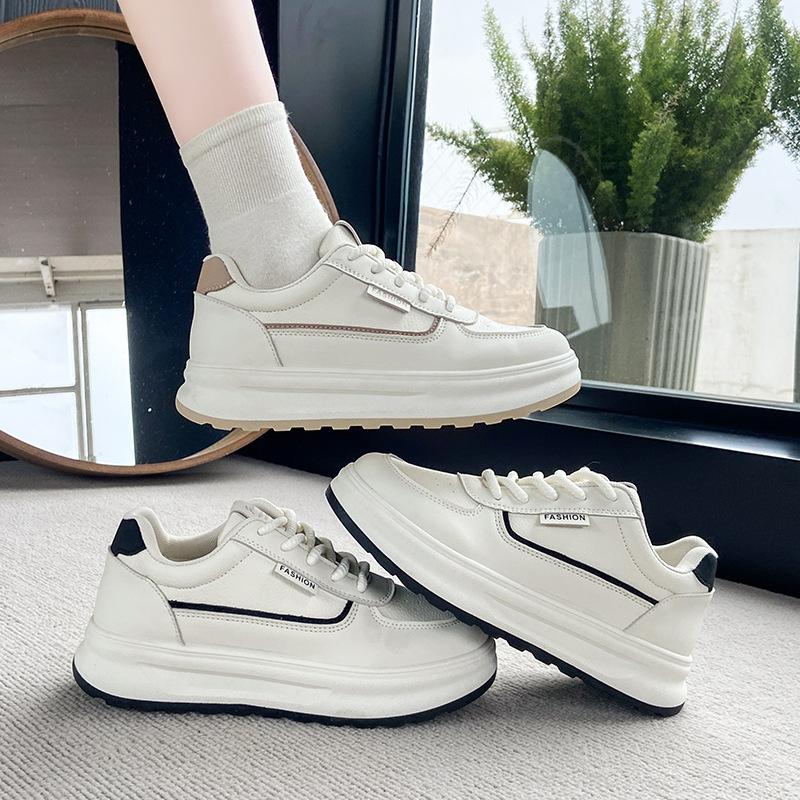 2025 Spring Little White Shoes New Korean Version Ins Women's Shoes Student Platform Sports Board Shoes Casual Street Shot Lace-up Shoes