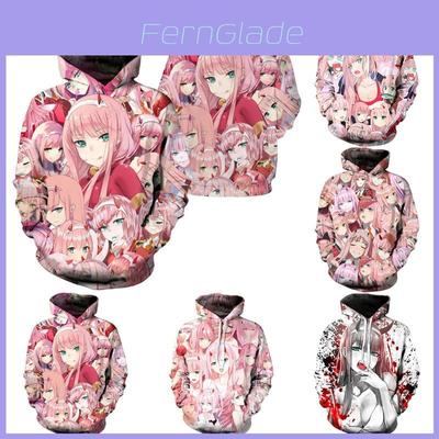 Уютное и стильное аниме худи унисекс с рисунком Zero Two из Darling In The Franxx