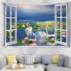 Imitation Window View Tapestry Wall Hanging Seaside Scenery Dormitory Bohemian Living Room Home Decoration