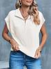 Women's Half Zip Cropped Knit Top Cap Sleeve Lightweight Oversized Sweater Vest