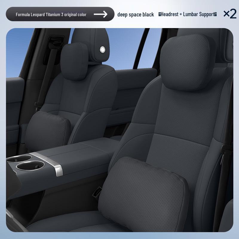 Equation Leopard Titanium 3 Headrest & Lumbar Support Set - Complete Car Interior Accessories