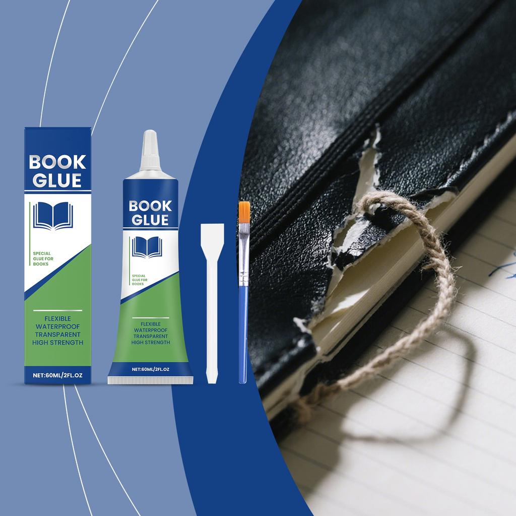 Клейкая лента для ухода за книгами, Сильный клей для книг и архивов, Прозрачный и быстросохнущий клей, Специально разработан для библиотек, 60 мл