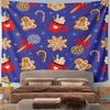 Blue Hot Cocoa Gingerbread Tapestry Wall Hanging Christmas Drink Decor for Bedroom Living Room Winter Gift