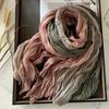 Elegant Pastel Pink & Mint Green Japanese Korean Style Scarf - Soft Drapey Lightweight Fabric, Neutral Beige & Lavender Tones, Versatile Head Wrap