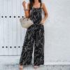 Jumpsuit Women Casual Button Vacation Long Jumpsuits Loose Wide Leg Romper Print Overalls Summer Youthful Woman Clothes