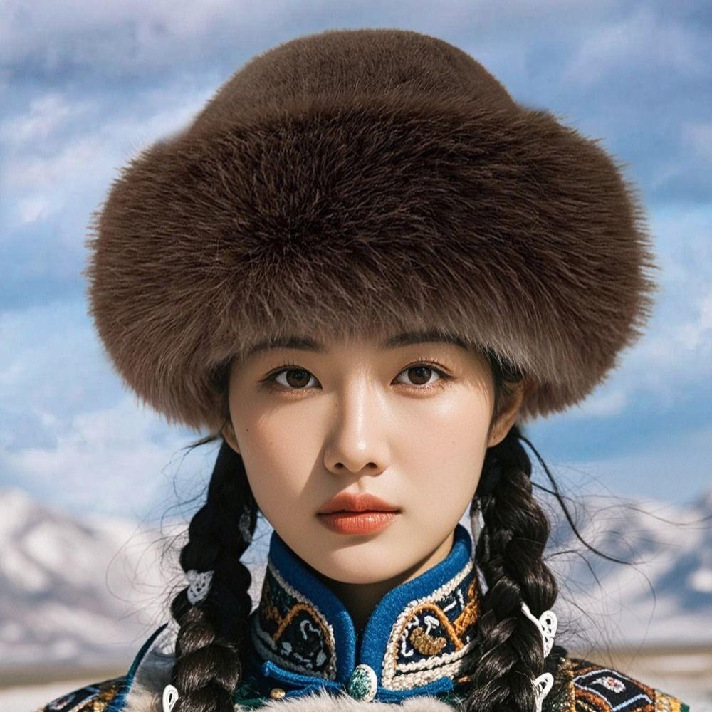 Wool Winter Hat Imitation Mink Hair Bucket Hat New Ear Protection Cap