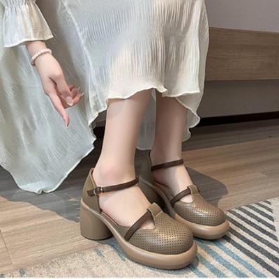 Женские босоножки на высоком каблуке и платформе, туфли на высоком каблуке, лето 2024, новое ретро-модное платье, неглубокие массивные туфли-лодочки Mujer Zapatos, тапочки