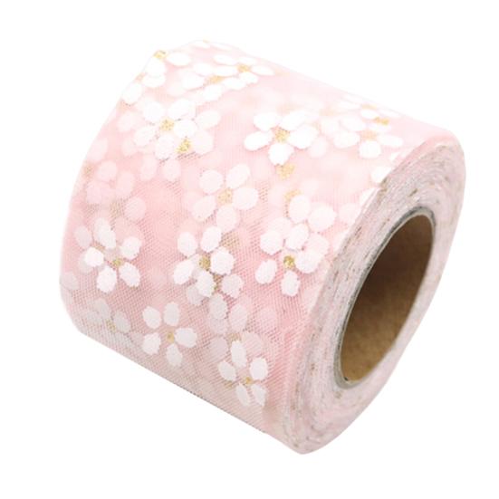 1 Roll 25Yards Webbing Ribbon Soft-touching Durable Decorative Compact Lace Floret Tulle Ribbon Clothing Accessories for Home