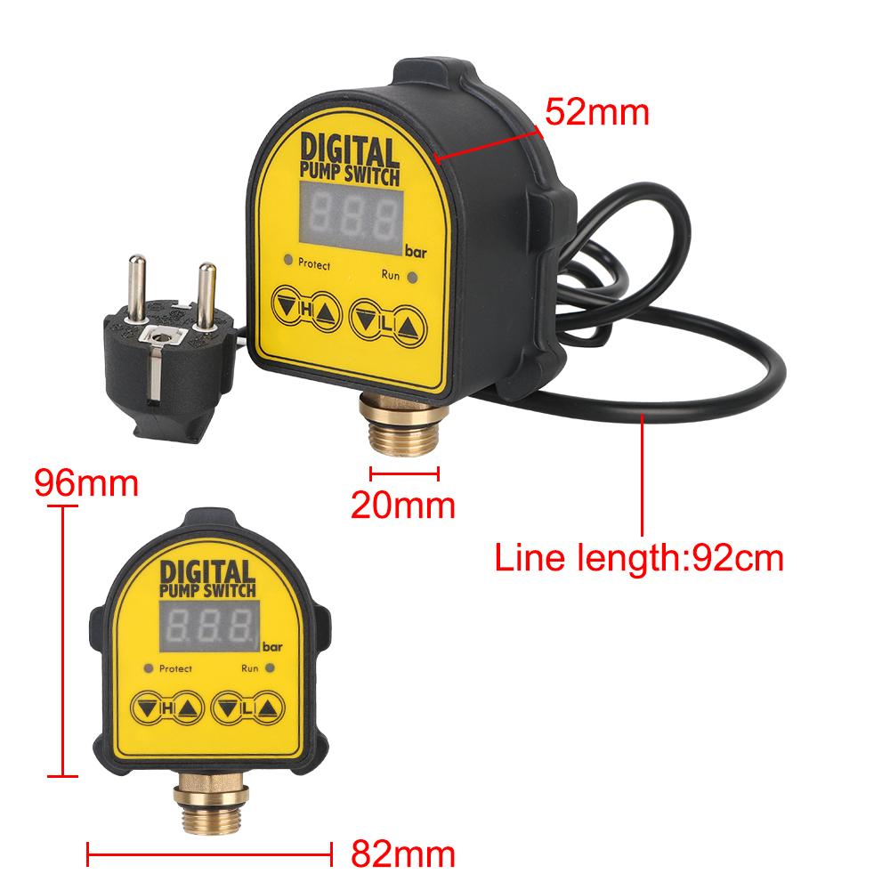 220V Digital Automatic Air Pump Pressure Controller Switch Digital Display 0-10 Bar 1/2'' Interface For Water Pump On/OFF Water Oil Compressor
