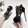 Spring Autumn Solid Round Toe Extreme High Heels Stripper Pole Dance Shoes Fashion Lace Up Women Platform Pumps Size 35-42